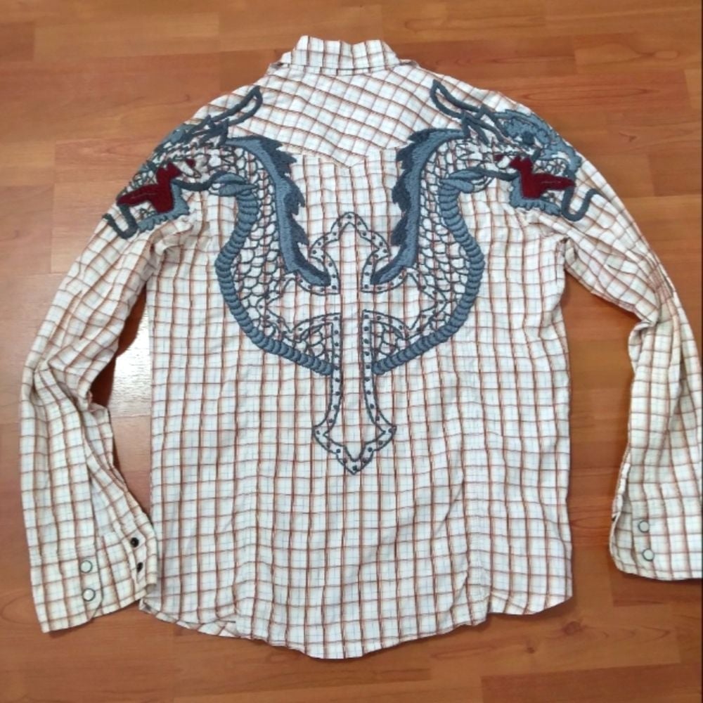 Joystick Men's Shirt Embroidered Pearl Snap