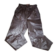 Vintage 80s Leather High Waisted Belted Pants Womens Size 40 EU Size M US Brown