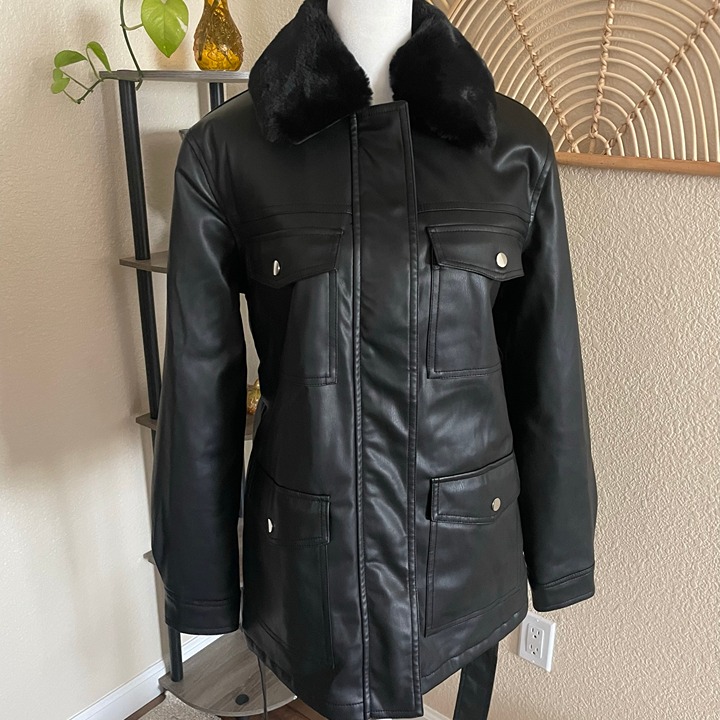 Asos New Look Faux Leather Jacket Size 8