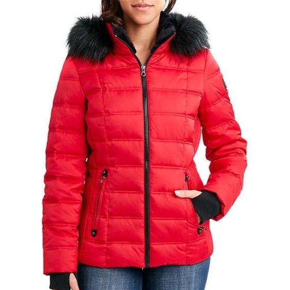 New Nautica Ladies Puffer Jacket with Faux Fur Trim Size XL = 16