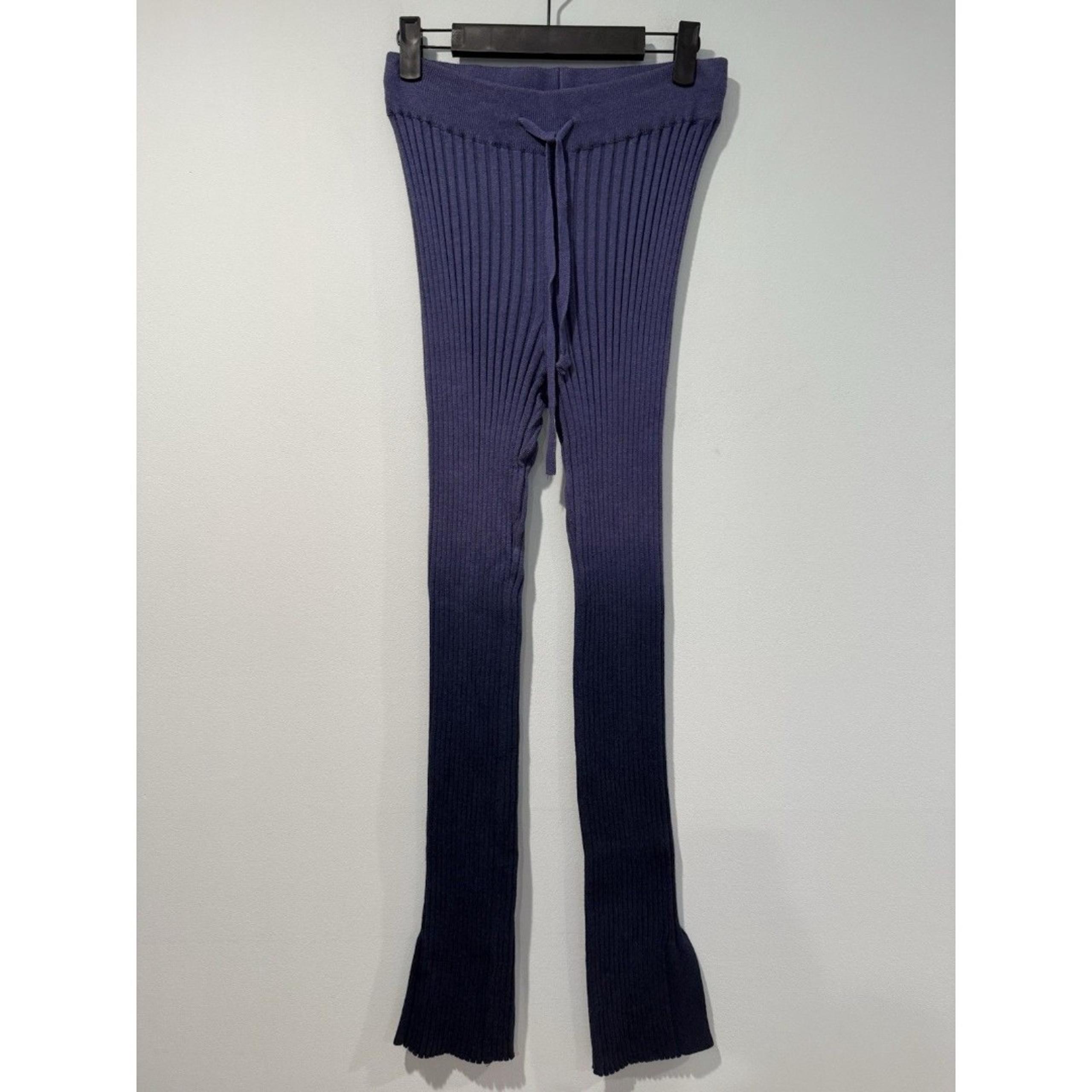 Central Park West Ribbed Knit Pants Women Large Blue Ombre Stretch Lounge Travel