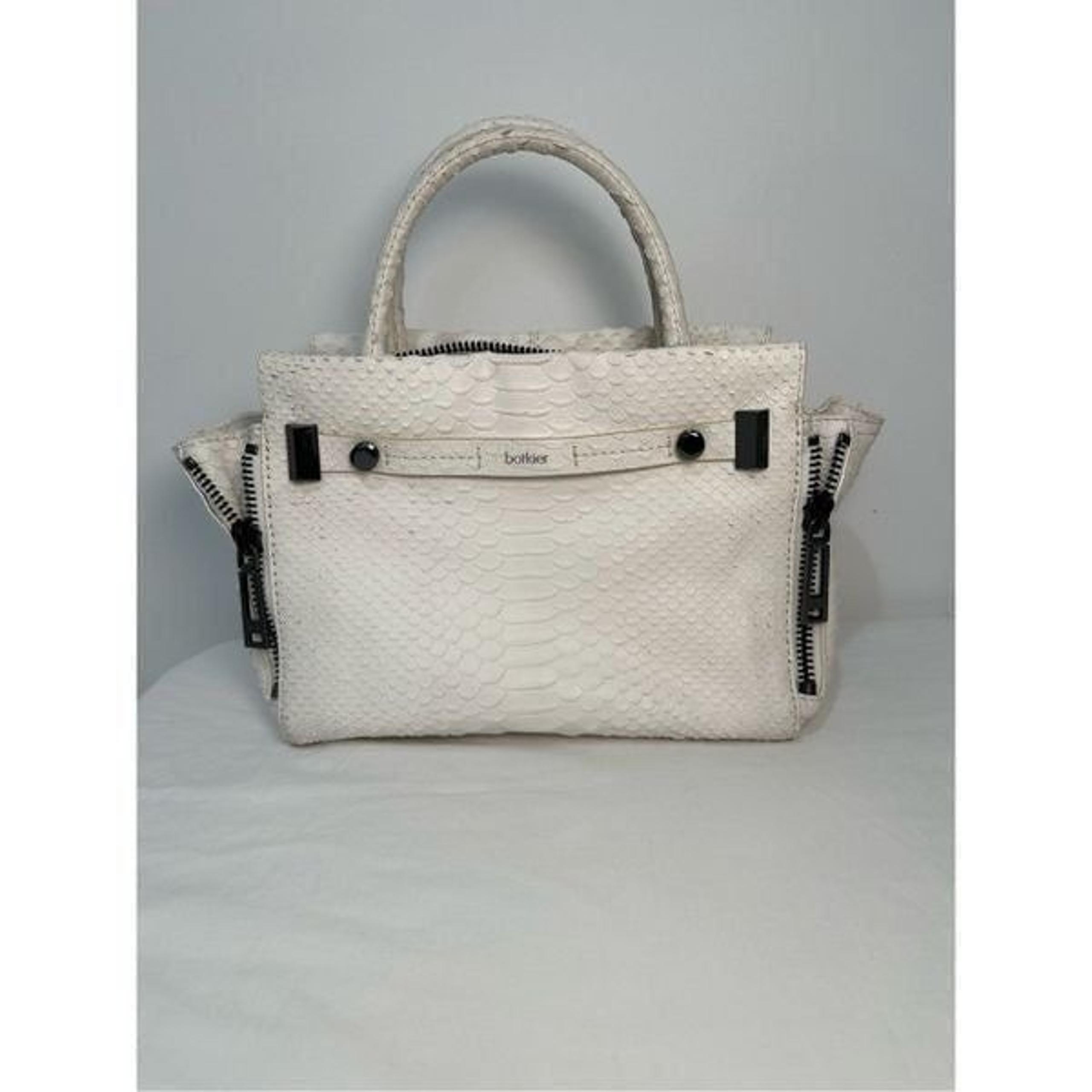 Botkier White Leroy Embossed Anaconda Satchel Size 15” x 6.25” x 8.25”. #M-0925