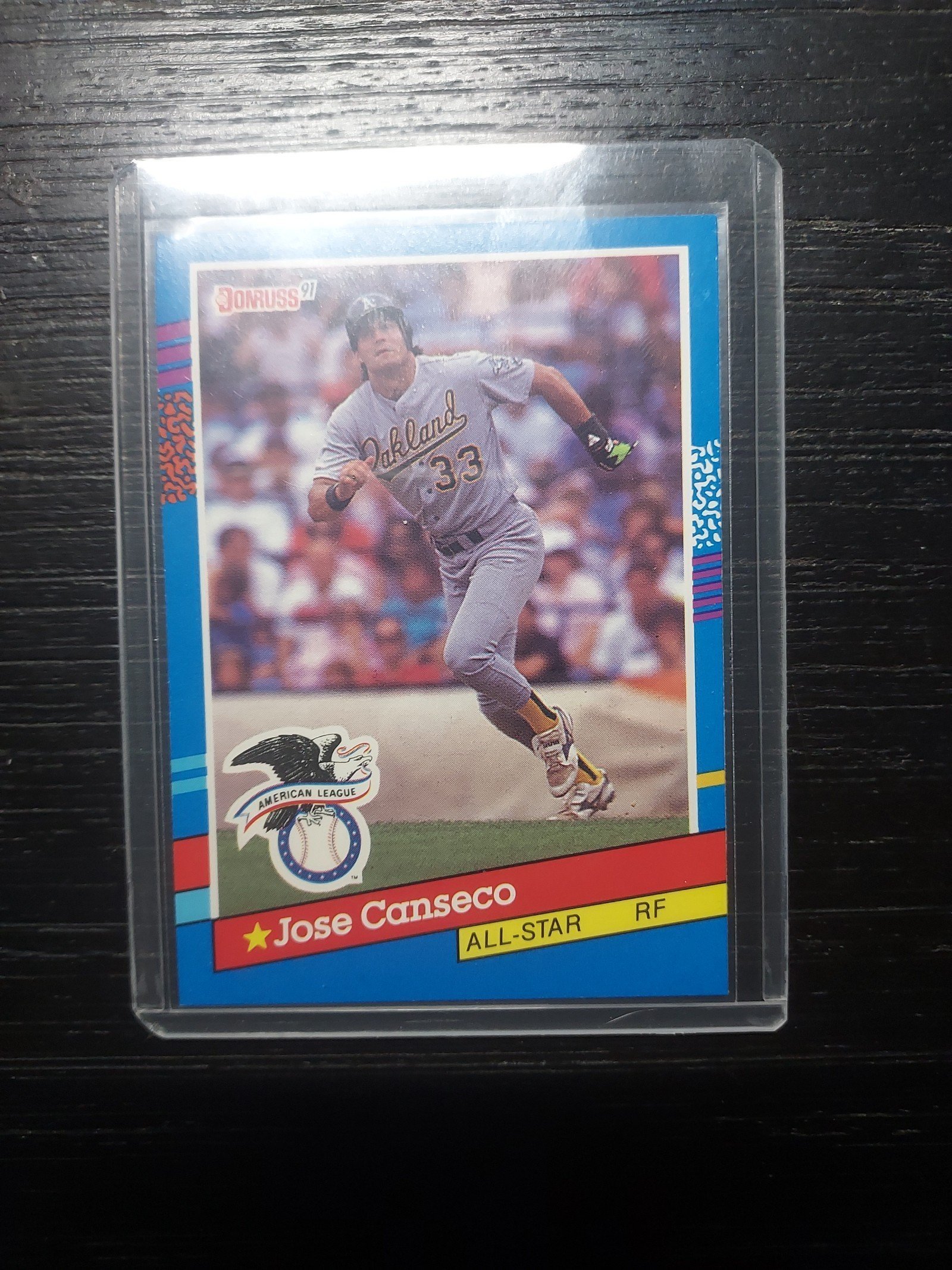 Jose Canseco error leaf baseball trading card with error wrong stats.