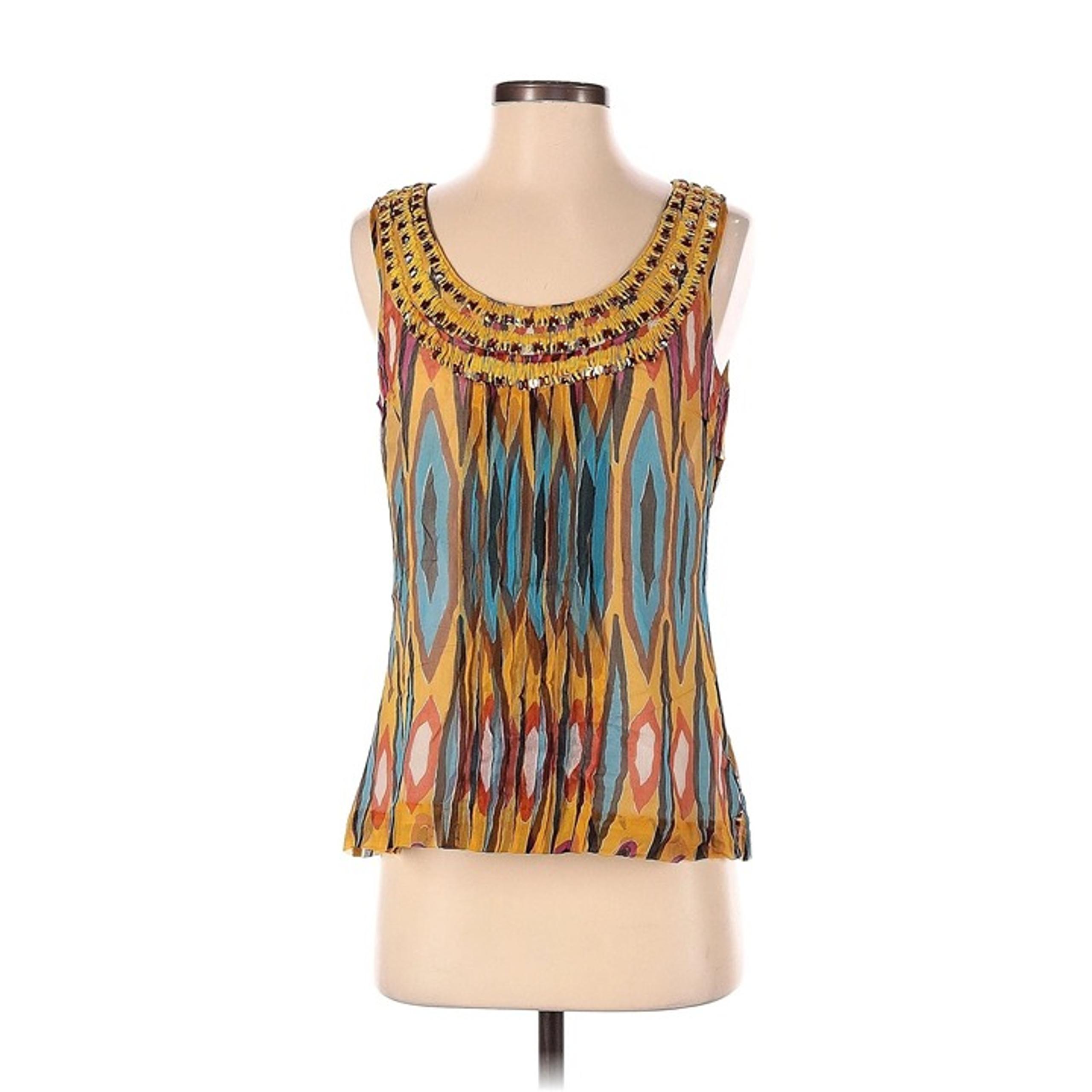 Tory Burch Womens Multicolor Silk Sleeveless Back Zip Blouse -- Size 4