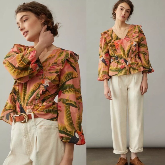 NWT Farm Rio Yasmine Ruffle Blouse SMALL