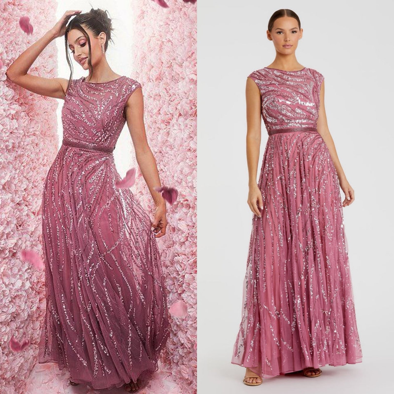 Mac Duggal Pink Cap Sleeve Embellished Evening Gown 10
