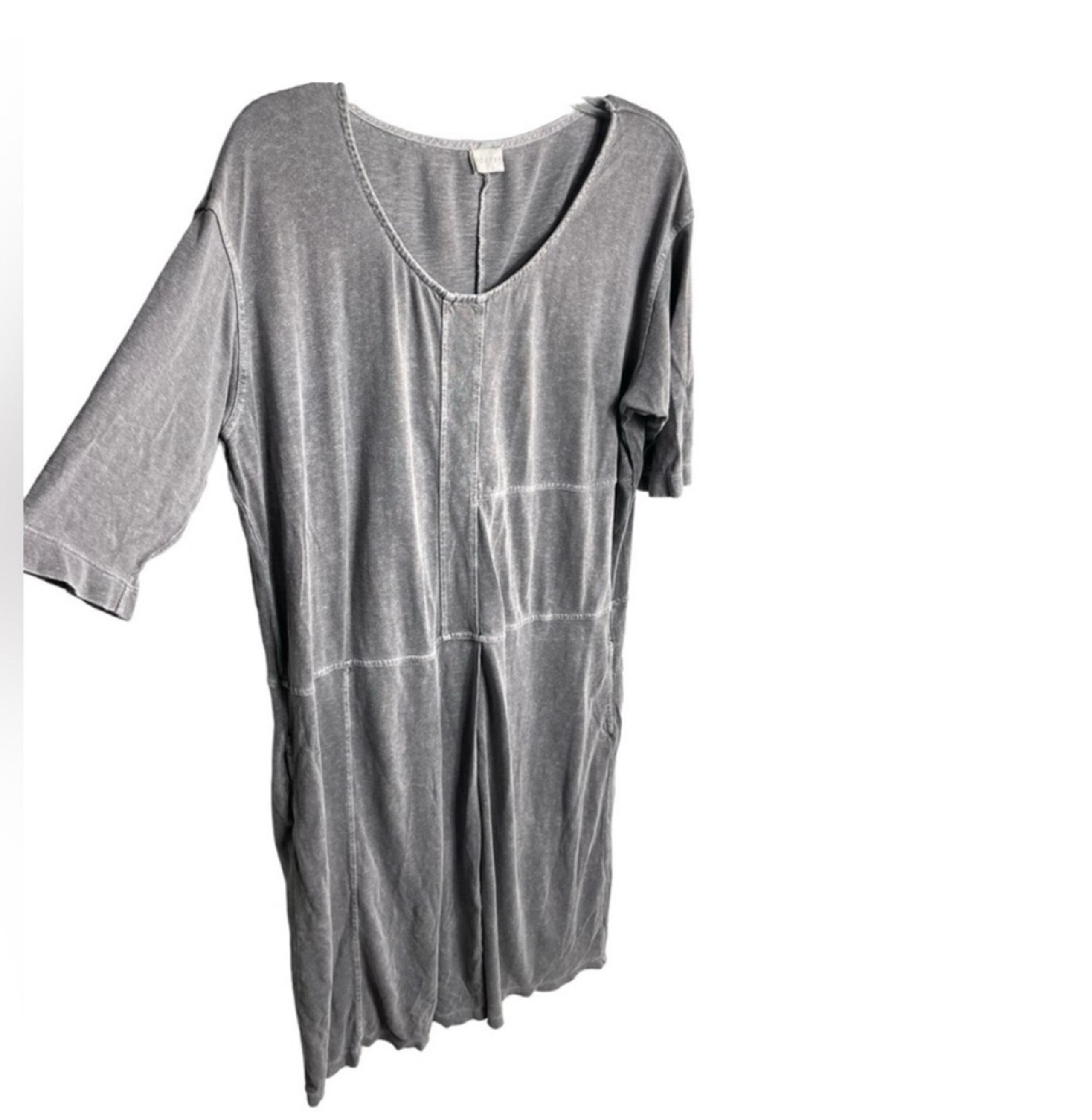 Poetry hemp cotton blend dress Lagenlook  pockets short sleeve US size 10
