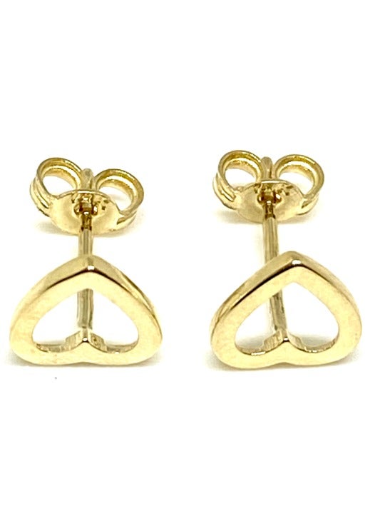 14k Yellow Gold Heart Stud Earrings