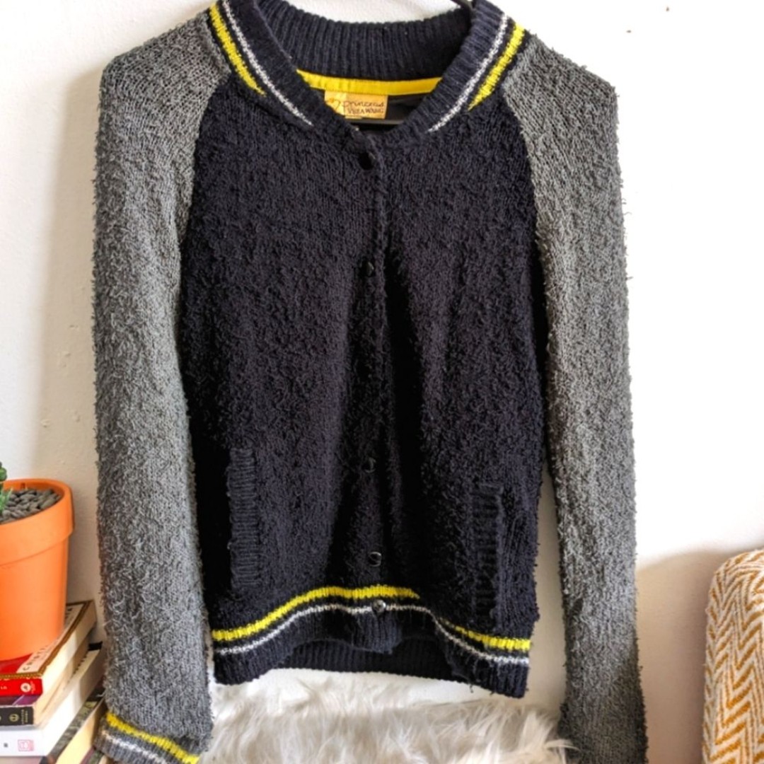 Princess Vera Wang Boucle Nubby Knit Varsity Jacket XS