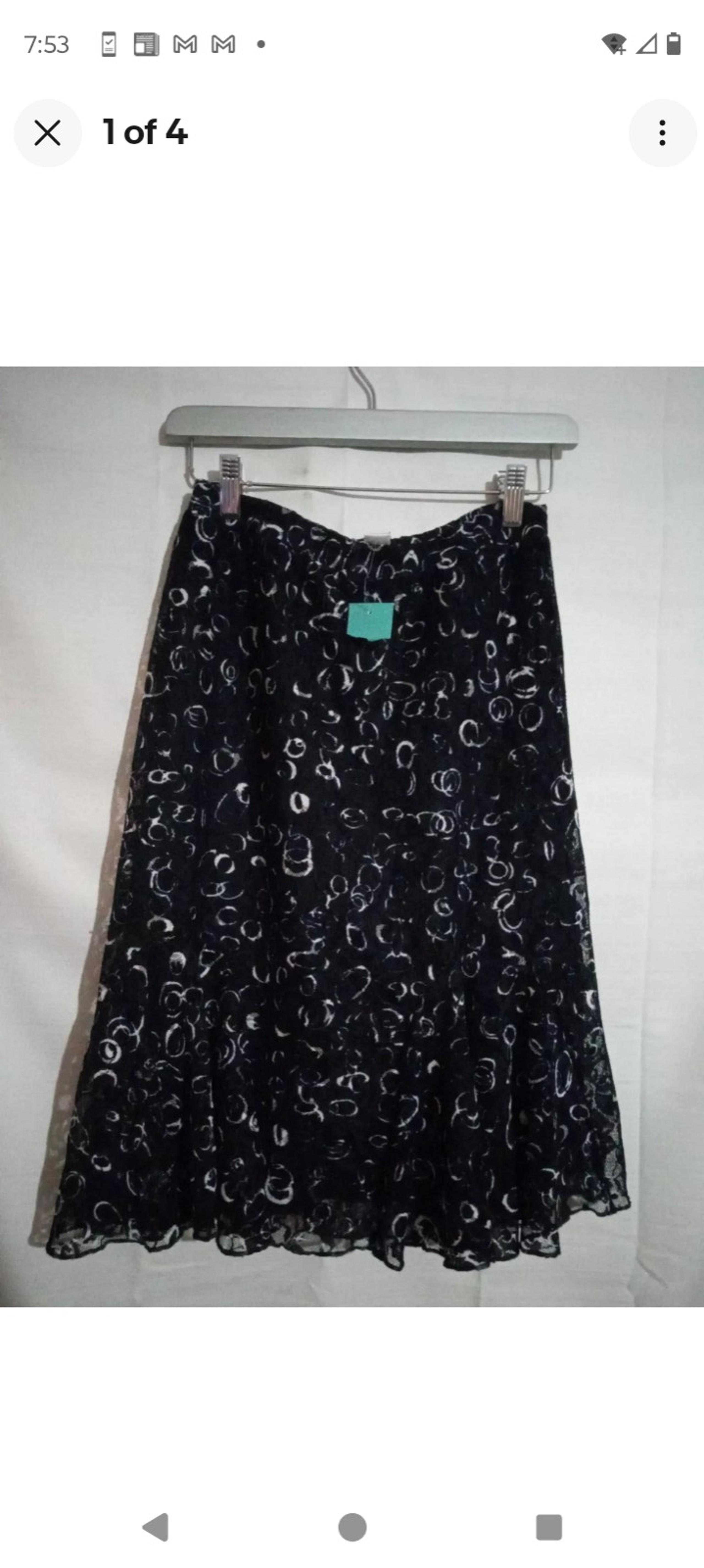 New Christopher Banks Lace Lined Skirt Navy Blue White Circle Petite Sm Ruffle.