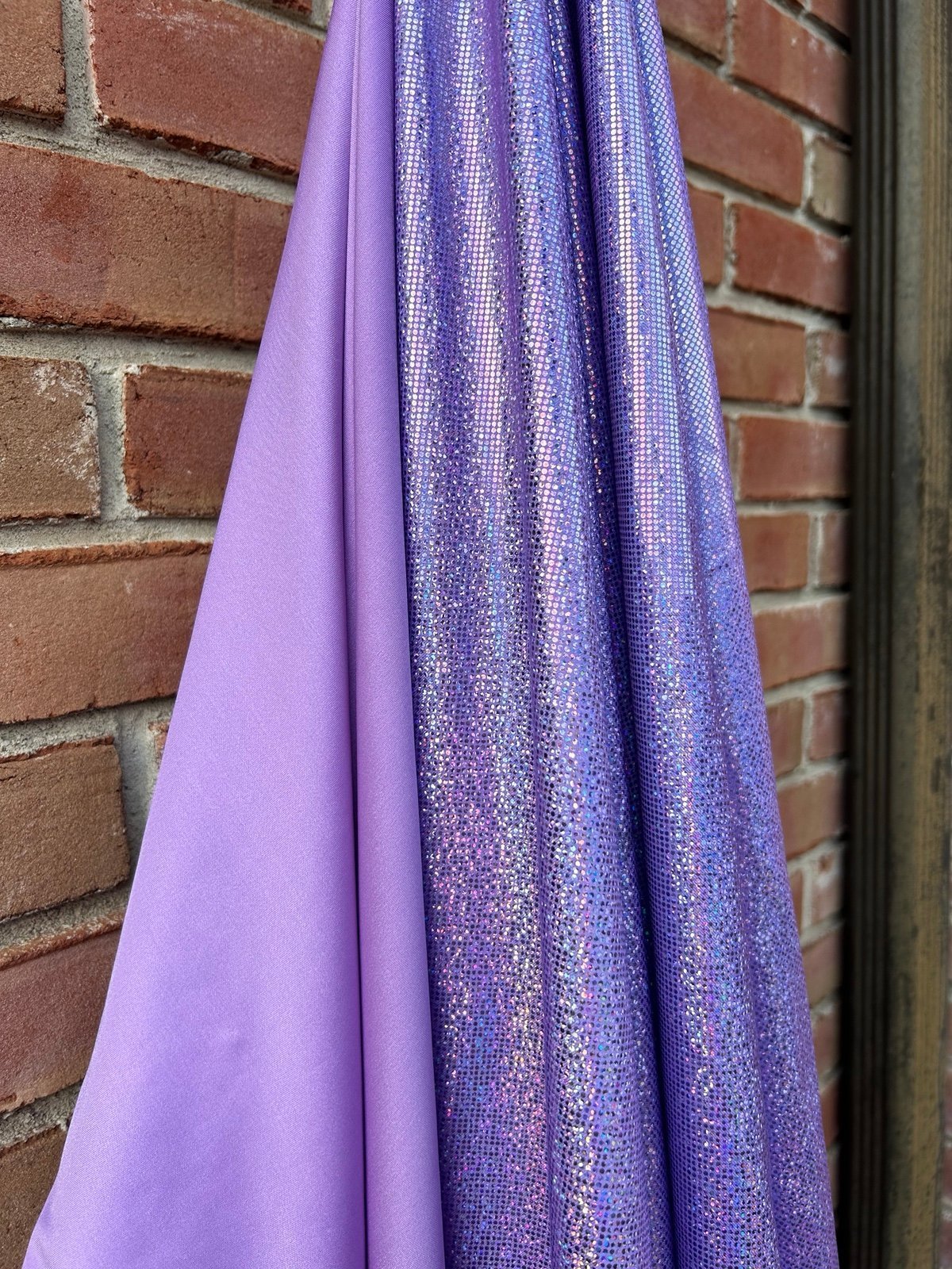fabric by the yard - Lilac Solid Spandex and Hologram Spandex