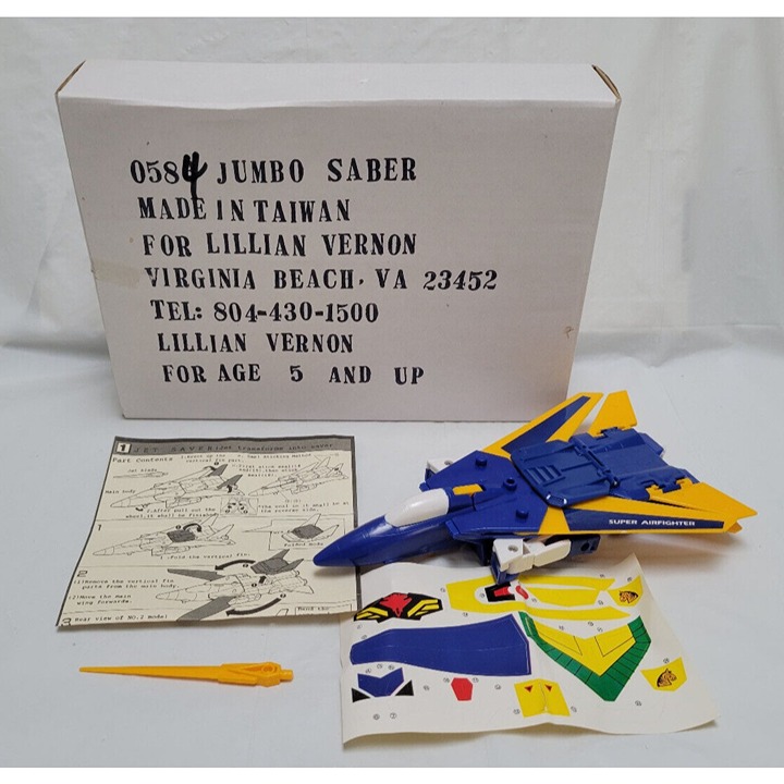 Vintage Lillian Vernon 0584 Jumbo Saber Super Airfighter Transforms into Robot