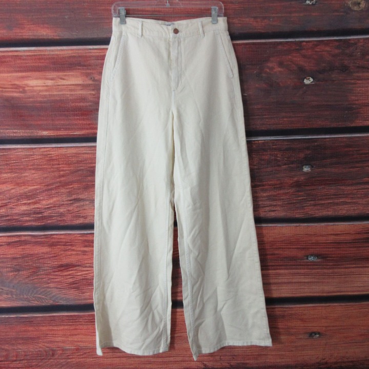 J. Crew sz 27 re-Imagined Wide Leg light yellow Jeans High-Waist Ins 32