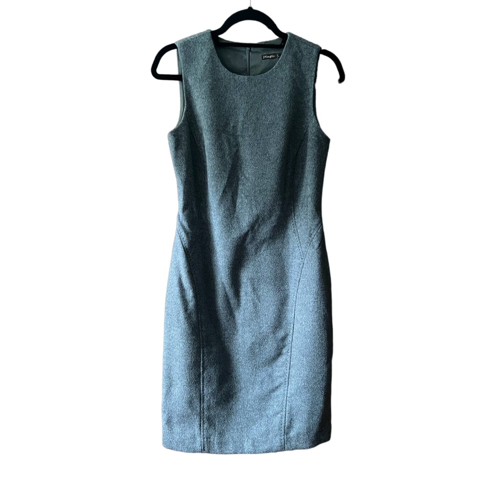 J. McLaughlin Women's Crewneck Shift Dress Cashmere Blend Sleeveless Gray Size 2