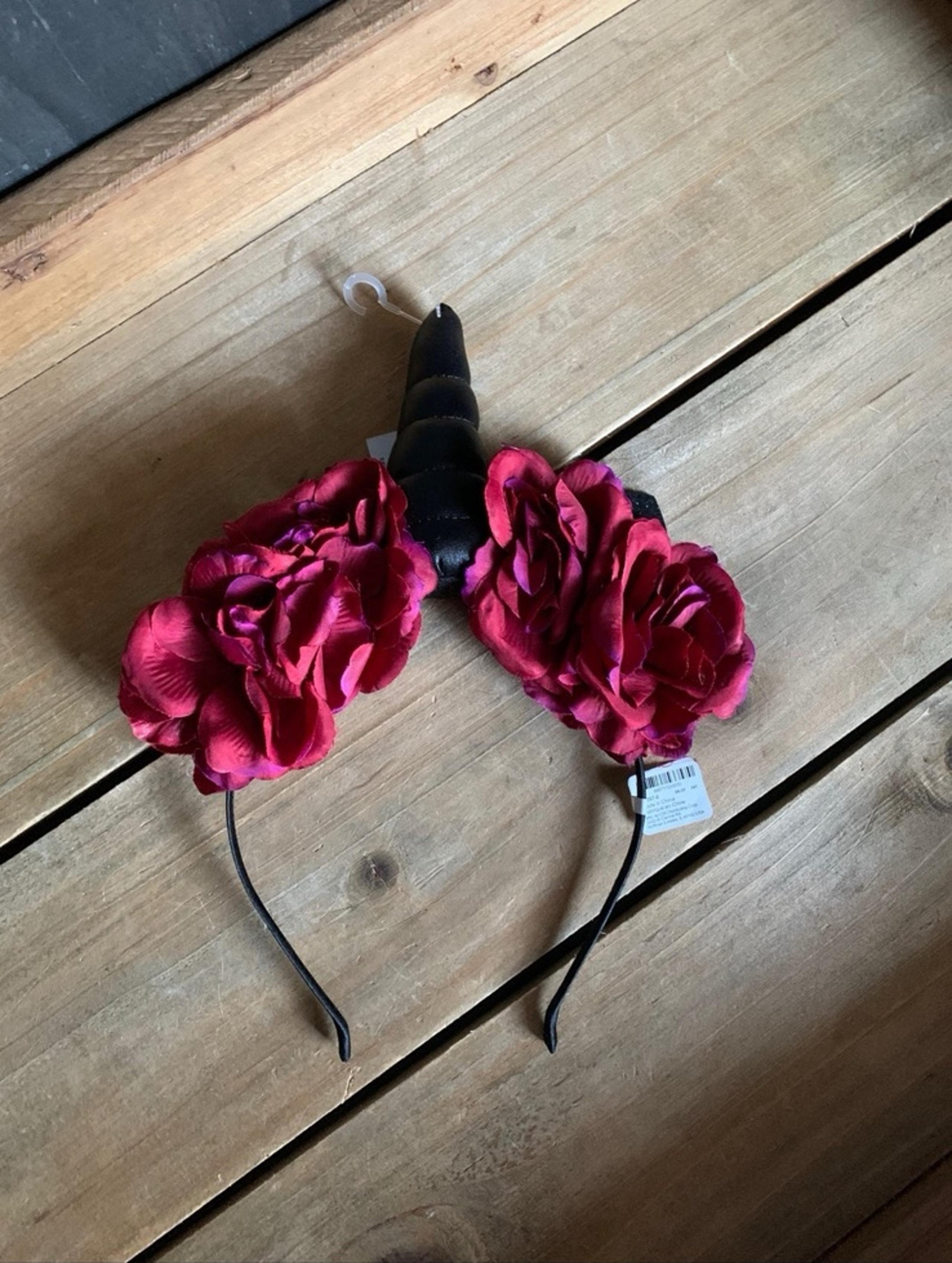 Claire’s Whimsical Mystical Goth Unicorn Red Roses Headband