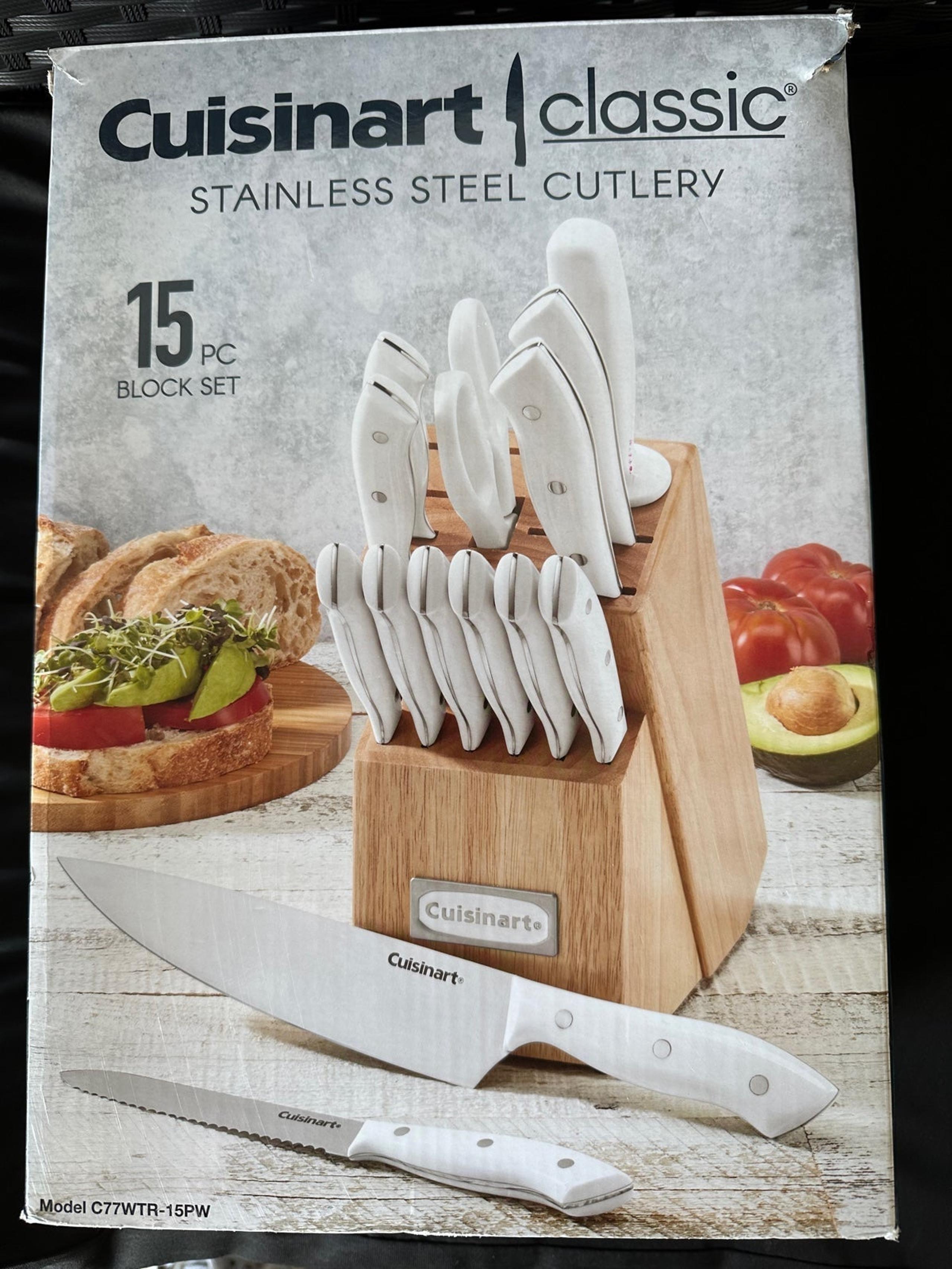 Cuisinart C77WTR-15P 15-Piece Kitchen Kife Set, White