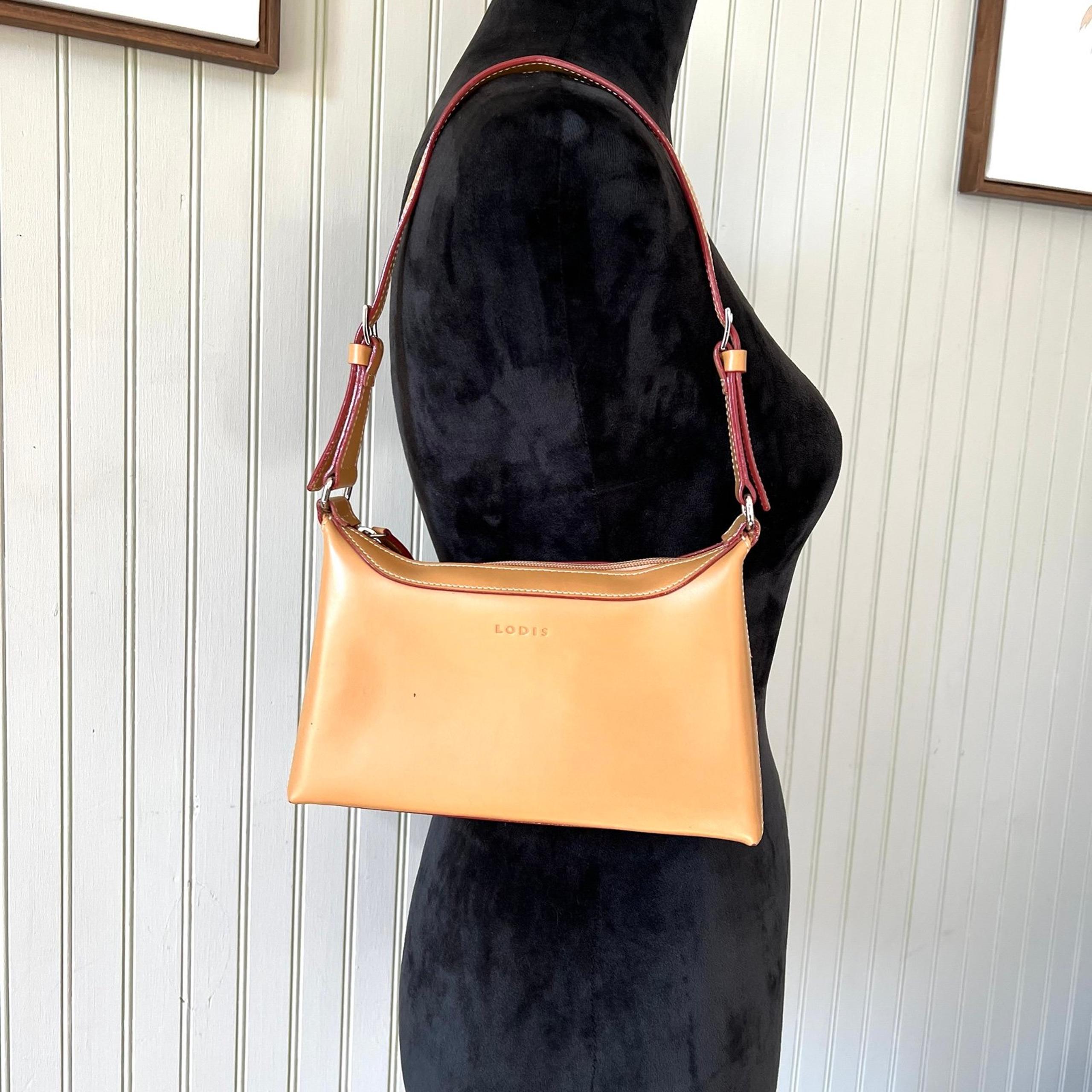 Lodis Lauren Sling Mini Bag Tan with Red Piping NWOT