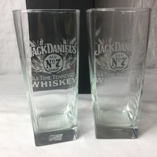 JACK DANIEL’S FENTON HIGHBALL ETCHED GLASS Set of 2 Limited Edition