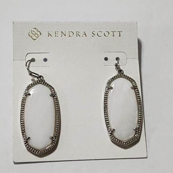 Kendra scott elle white and silver earrings new