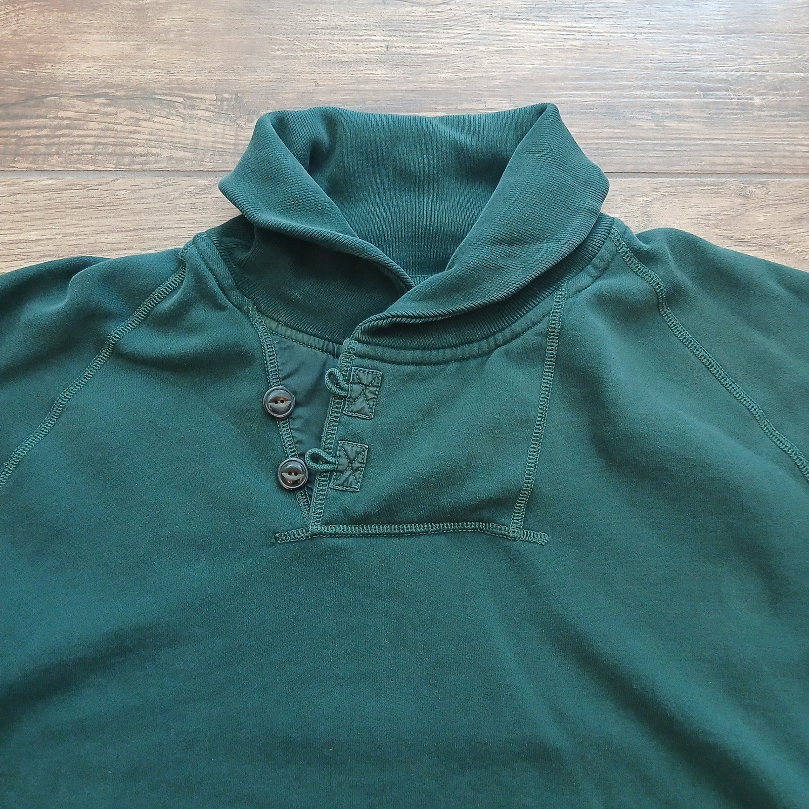 Polo Ralph Lauren Sweater Mens XL Green Shawl Neck Pullover Fleece Cotton Pony