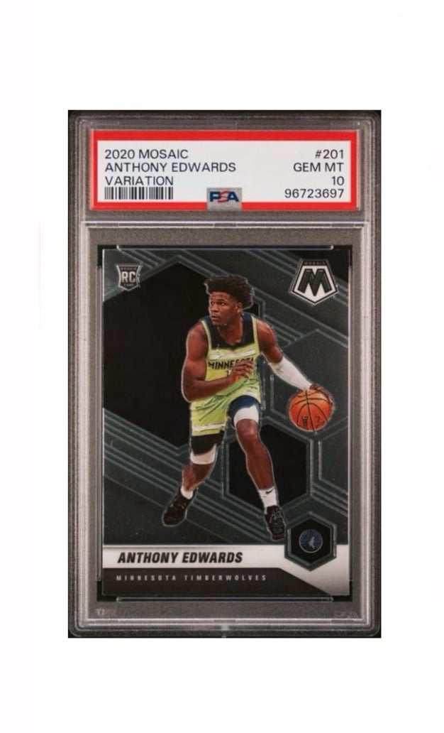 Anthony Edwards Rookie Card RC 2020 Panini Mosaic Image VARIATION Graded PSA 10