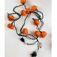 Vintage Halloween Blow Mold Pumpkin String Lights set of 10 Orange All Work