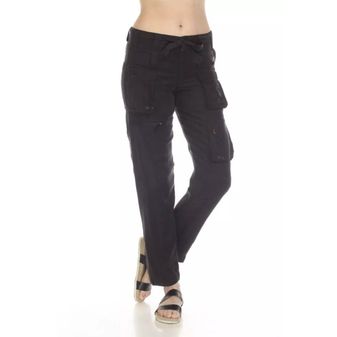 Pete & Greta By Johnny Was Cargo Pants Women's Size 12 Black Y2K Cupra Poplin