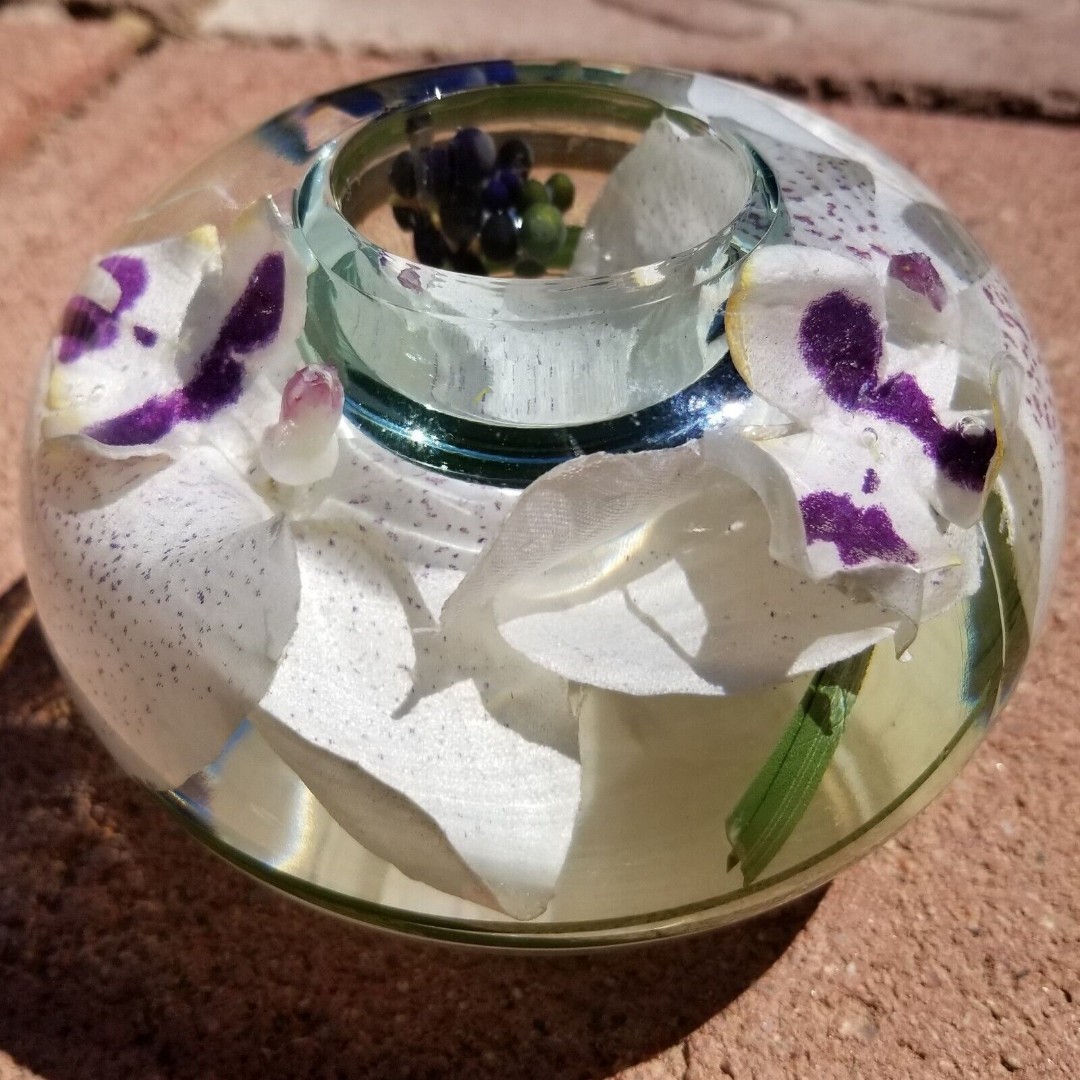 Emilio Robba Candle Holder Beautiful White Orchid 5 X5 X3