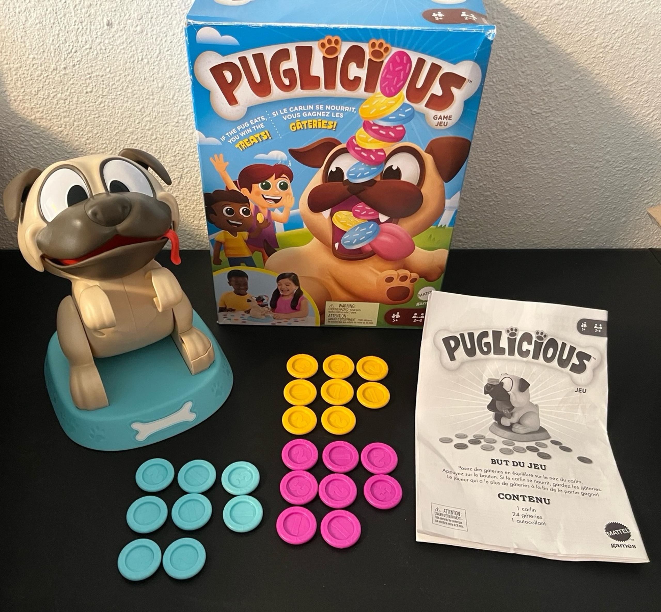 Mattel Games Puglicious Kids Game Dog Treat-Stacking Challenge 5 years and up