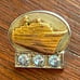 10k Yellow Gold Aquamarine JEFFBOAT Steamboat Ship Small Pin Pinback Signed CTO