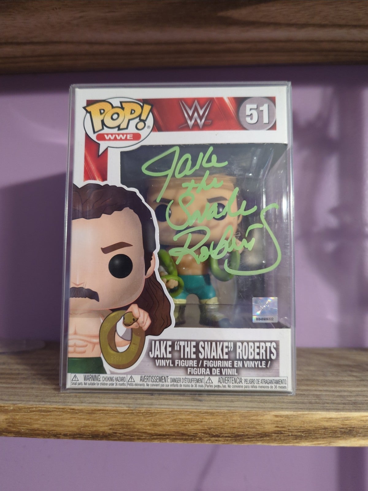 MIB Funko Pop Jake the Snake autographed with protective case