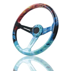 NEW JDM UNIVERSAL 350MM FIRE & WATER Acrylic Deep Dish 6 Holes Steering Wheel
