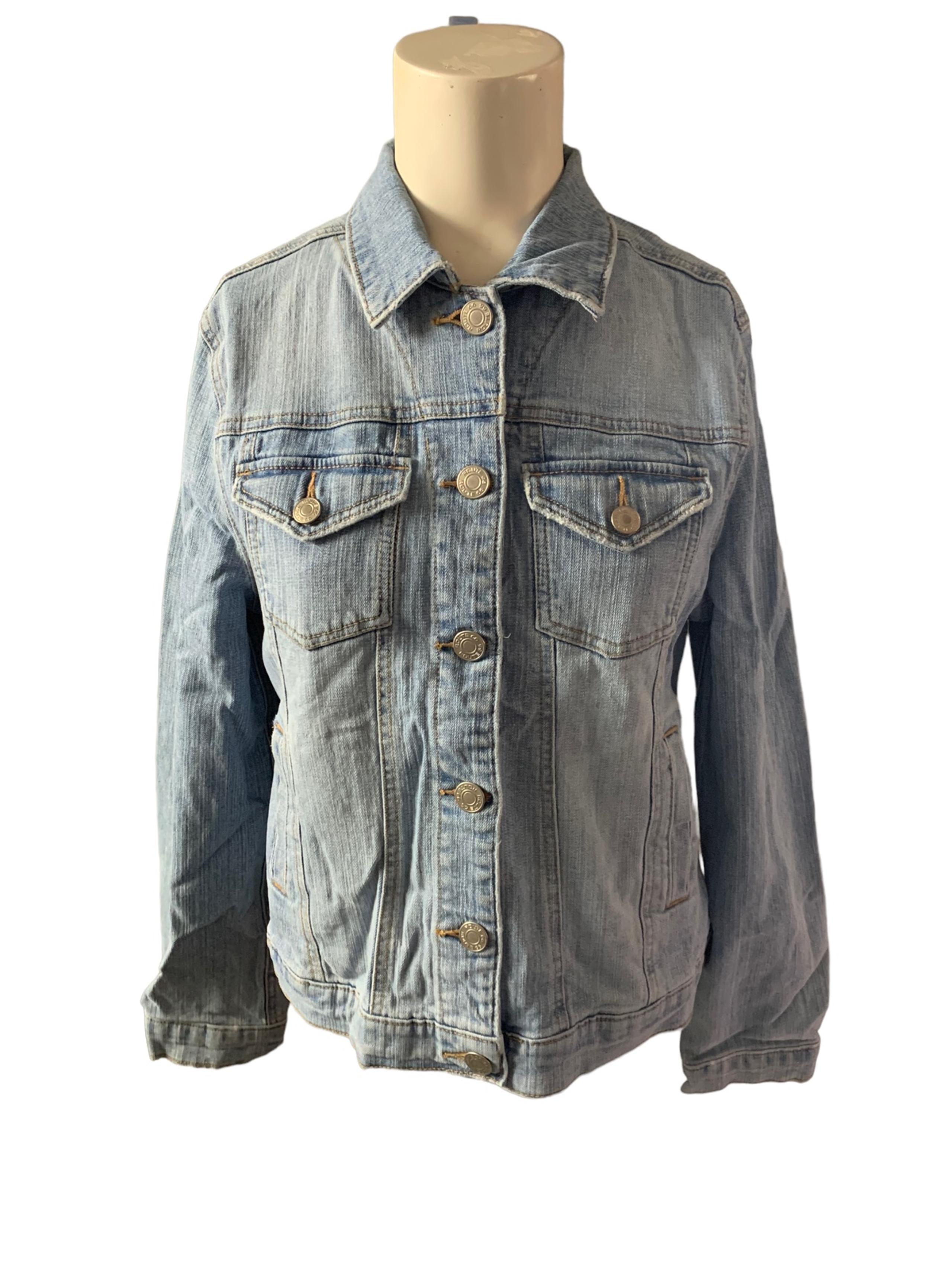 Route 66 Original Light Wash Denim Jean Trucker Jacket Size M Cotton Spandex