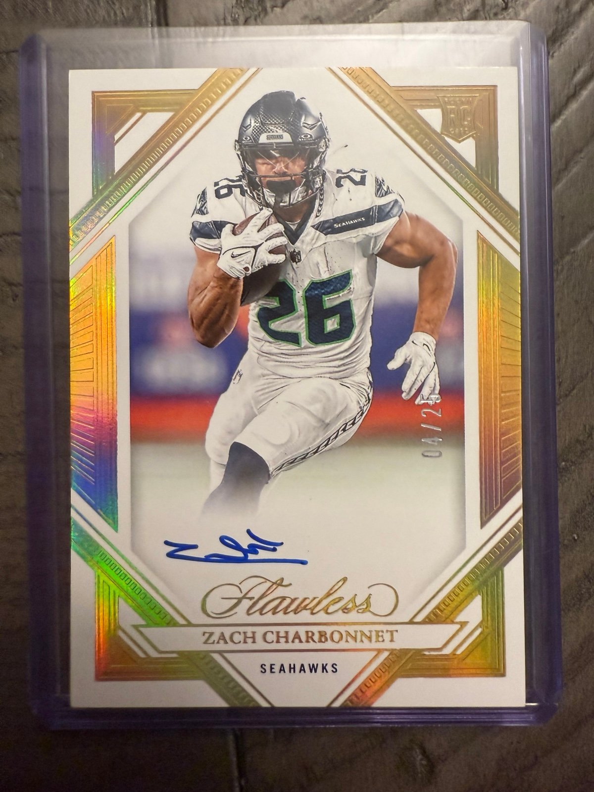 Zach Charbonnet 2023 Flawless Rookie Card Frame Signatures /25 Seahawks #RFS-ZCH