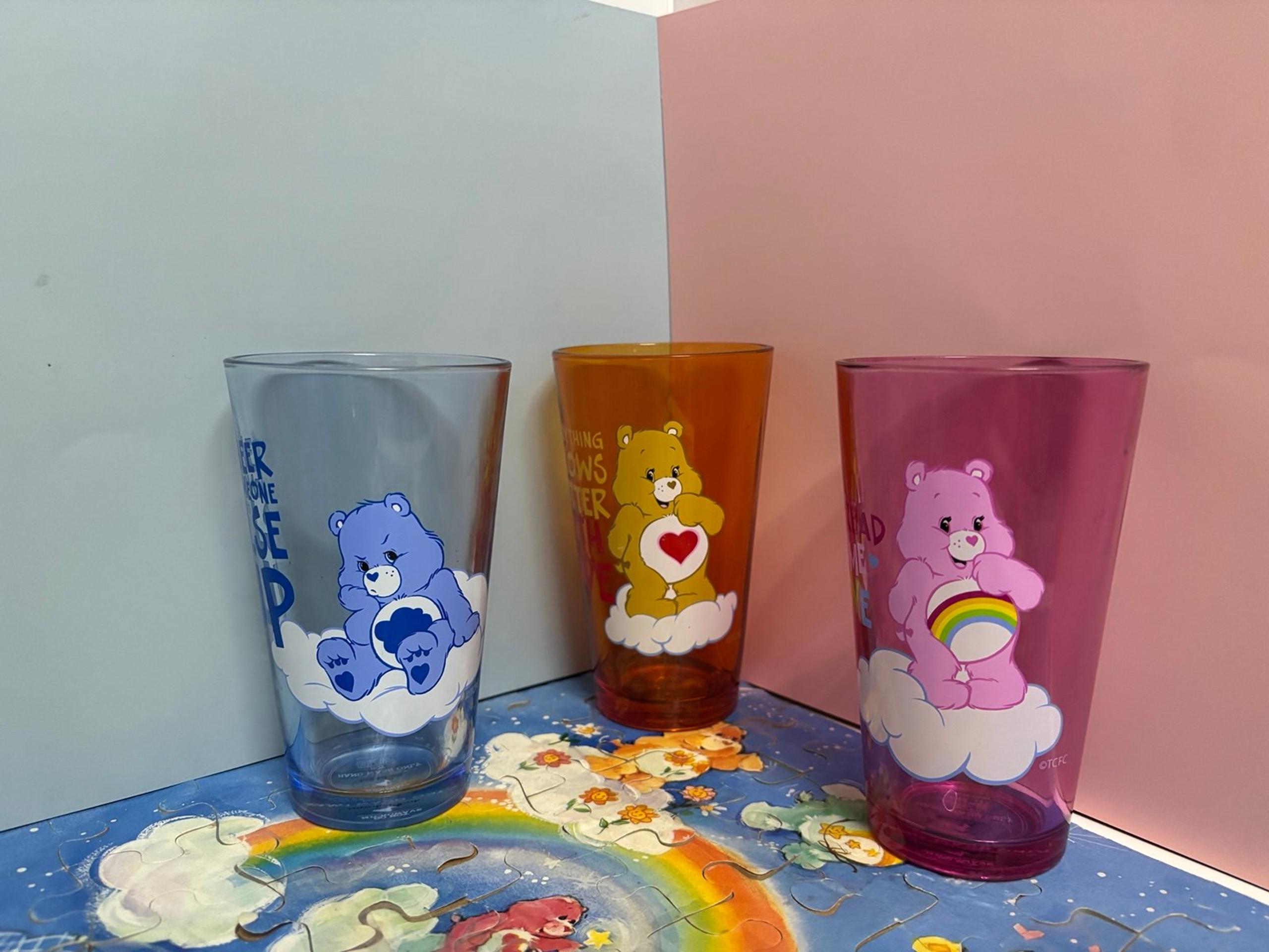 Vintage one of a kind set of 3 rare cups cheer bear, grumpy bear tenderheart