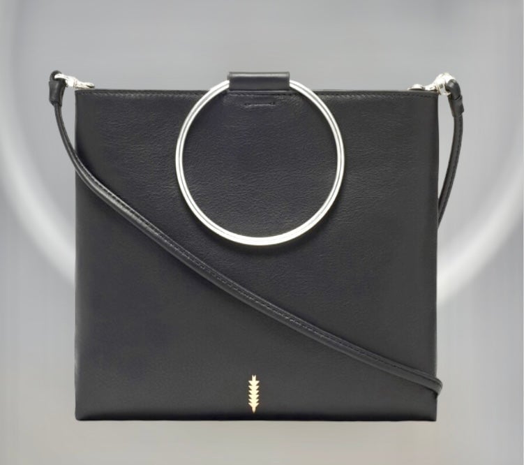 THACKER Le Pouch Ring Handle Leather Shoulder Bag - Black ( Brand New)