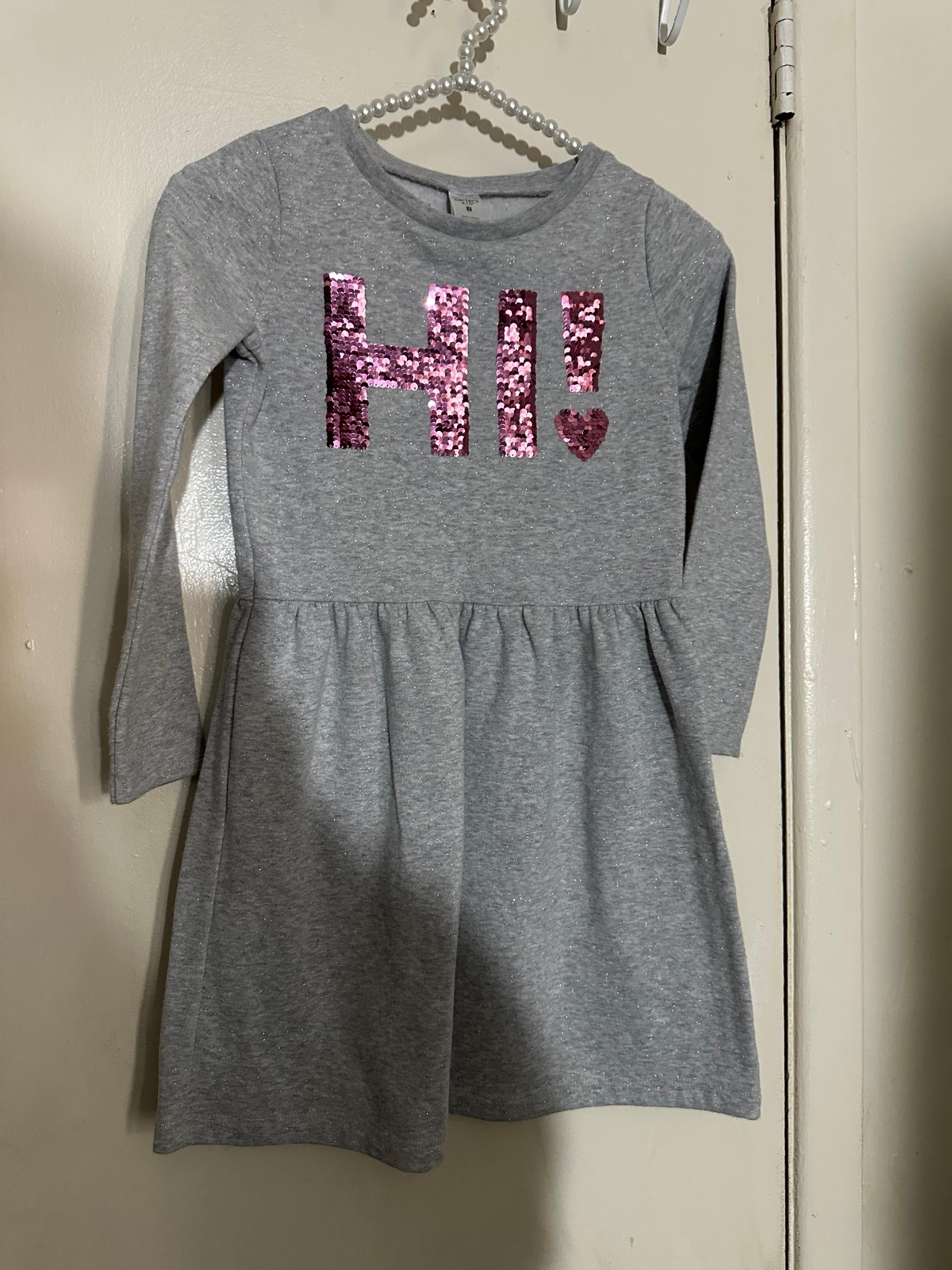 Carters Gray  with “Hi” wording long sleeve girls dress