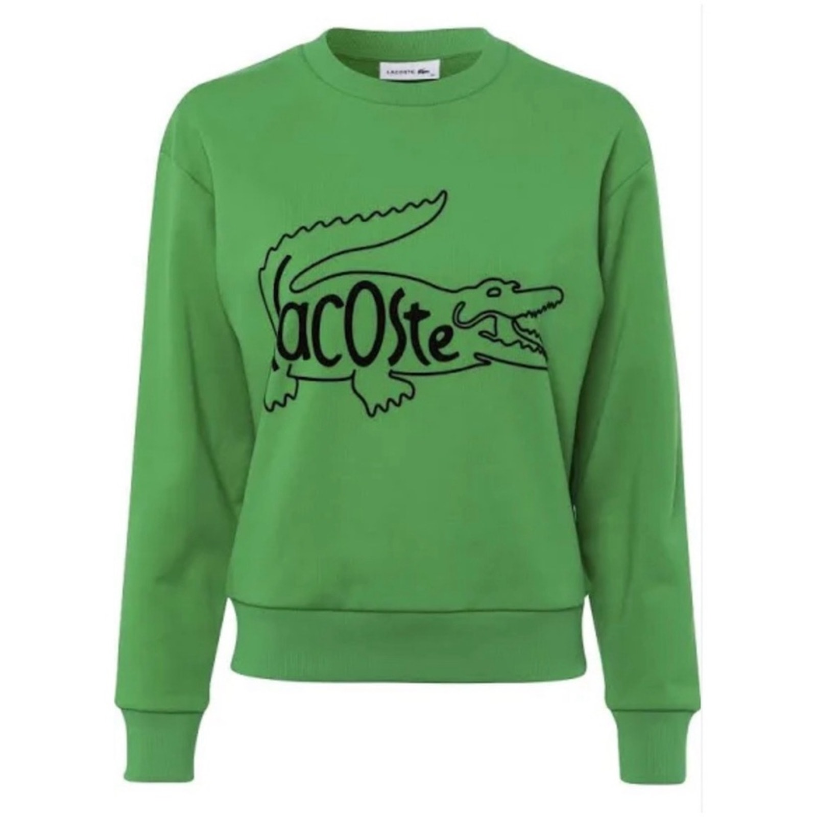 Lacoste Women’s Sz S Green Alligator Print Sweatshirt Crewneck Pullover