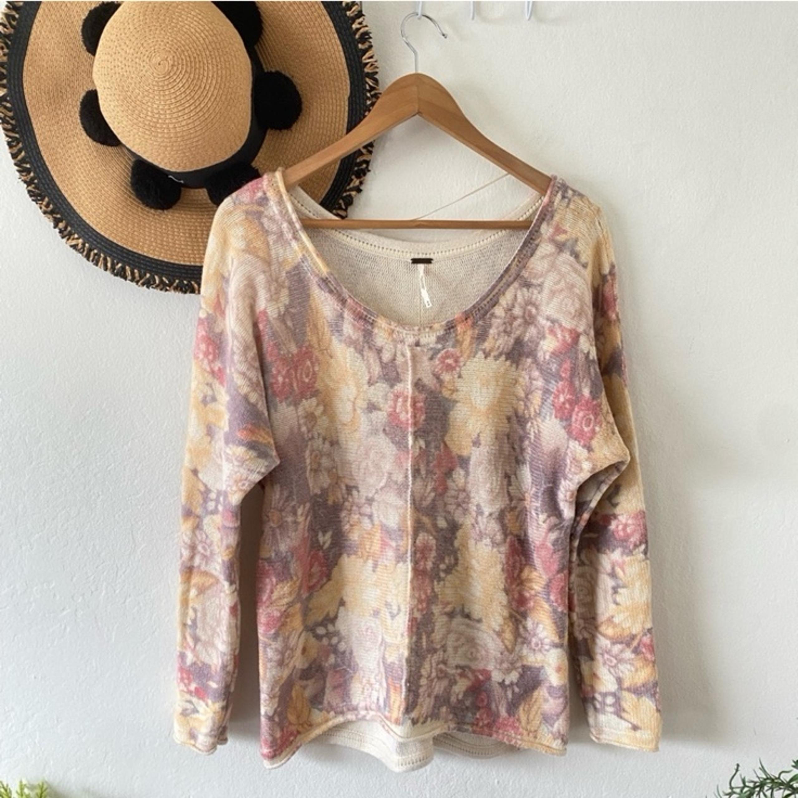 Free People Flower Bomb Wool Blend Floral Slouchy Sweater