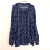 LUCKY BRAND Plus Size Printed Peasant Blouse Navy Blue Floral Boho Long Sleeve