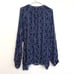 LUCKY BRAND Plus Size Printed Peasant Blouse Navy Blue Floral Boho Long Sleeve