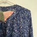 LUCKY BRAND Plus Size Printed Peasant Blouse Navy Blue Floral Boho Long Sleeve