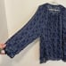 LUCKY BRAND Plus Size Printed Peasant Blouse Navy Blue Floral Boho Long Sleeve