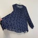 LUCKY BRAND Plus Size Printed Peasant Blouse Navy Blue Floral Boho Long Sleeve