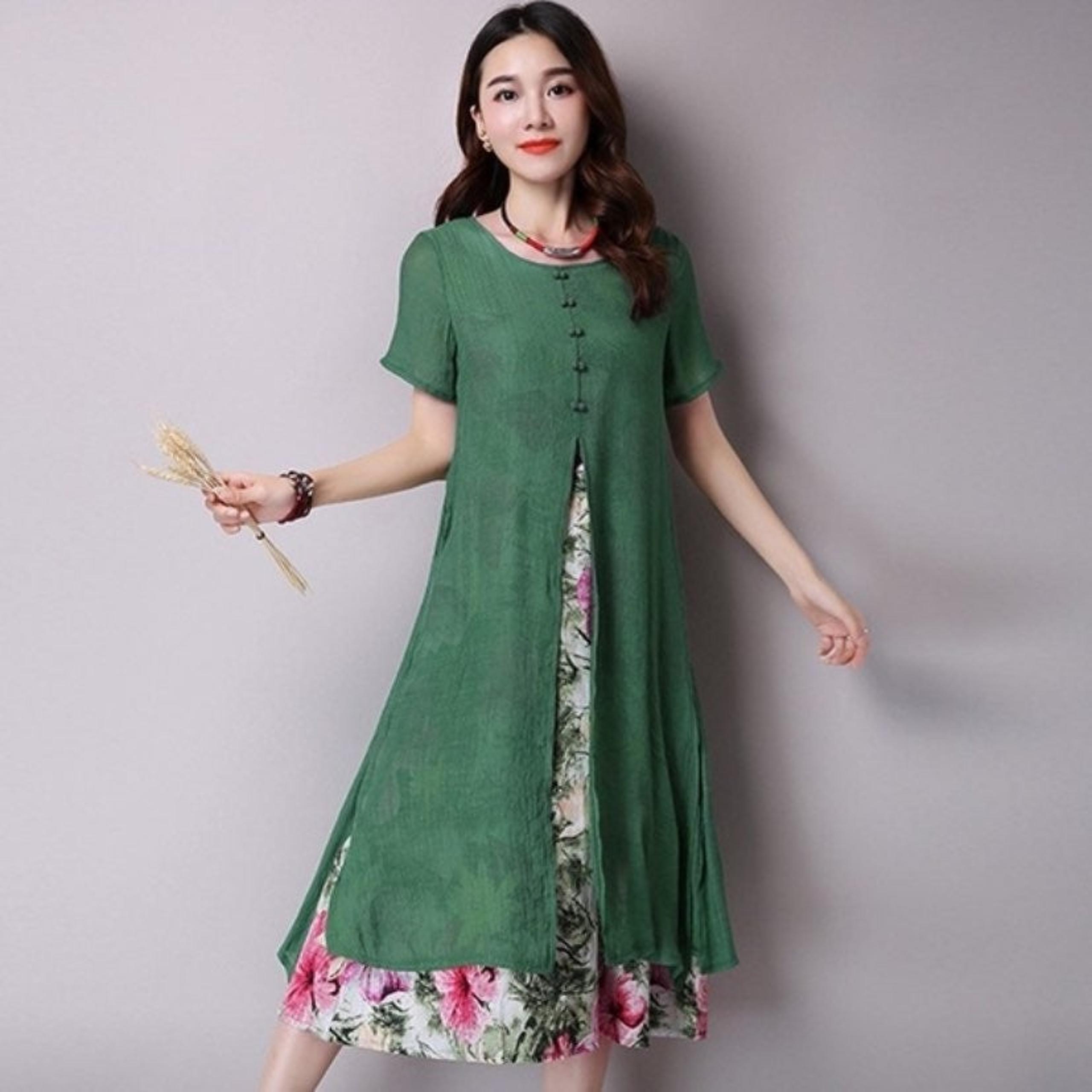 Zanzea short sleeve layered tunic dress