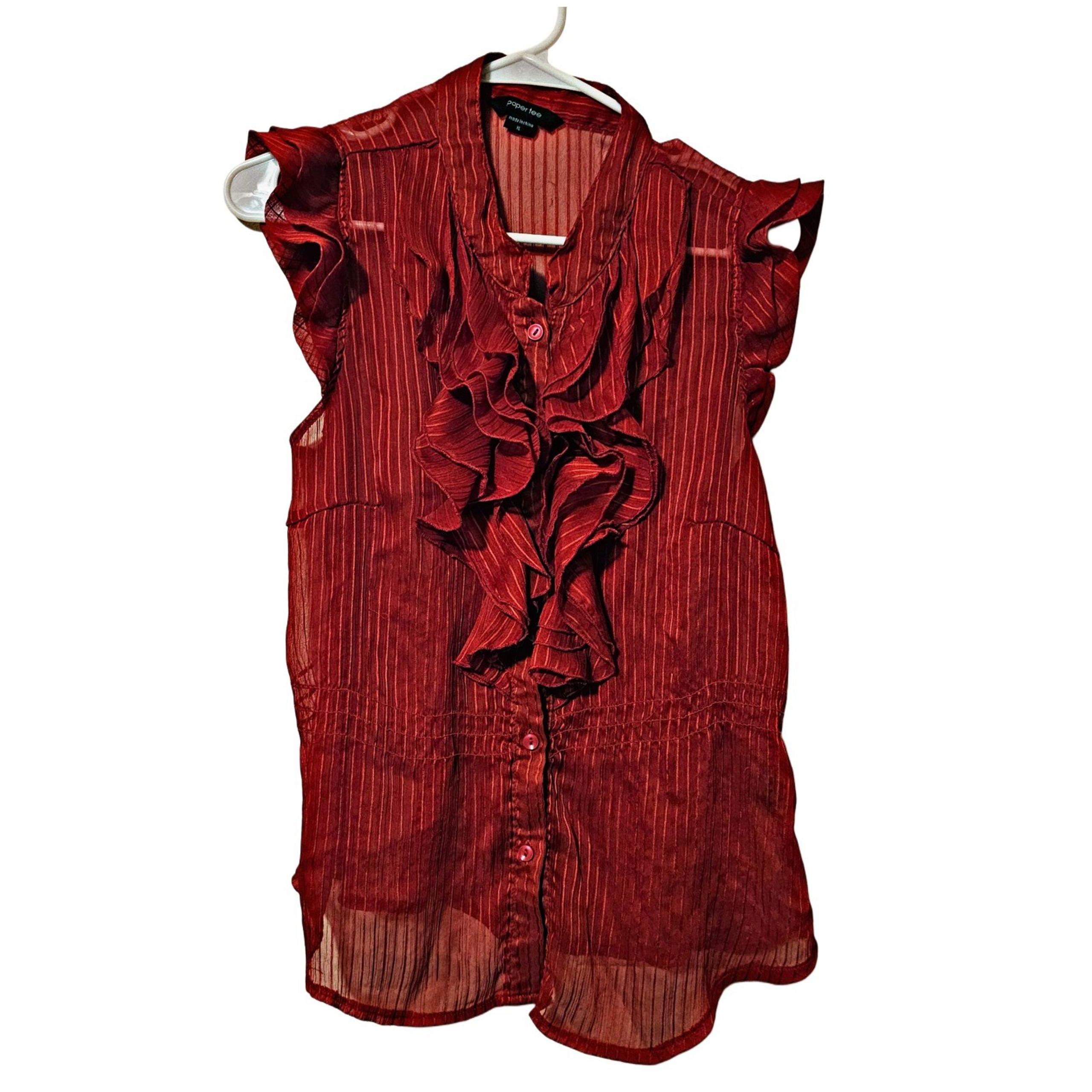 Sheer Sleeveless Paper Tee blouse