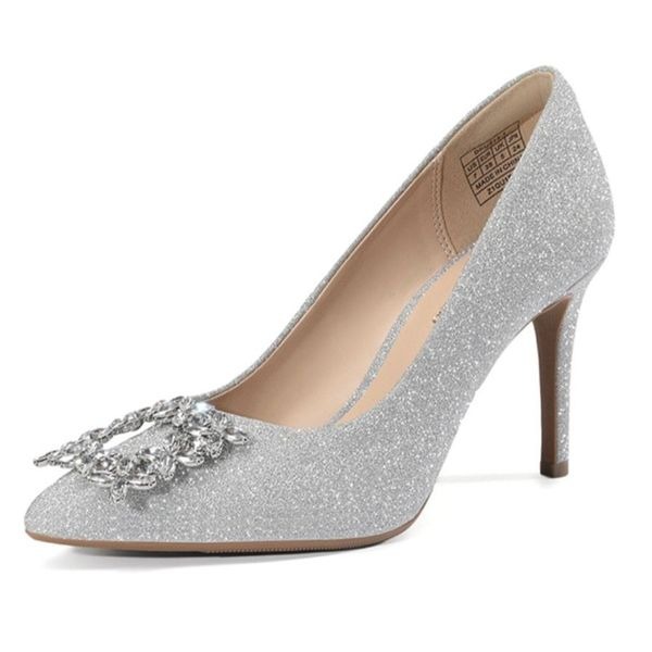 NWT Gorgeous DREAM PARIS 8.5 Silver Bling Pointed Toe Stiletto Sparkly Pumps