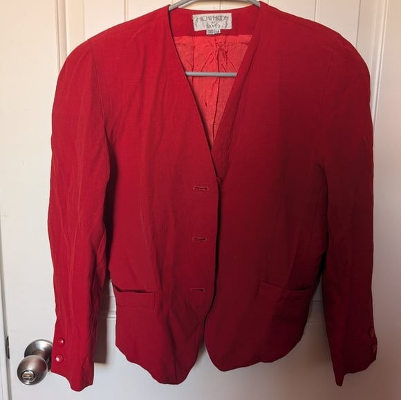 Vintage Miichi Moon Sanyō Fashion House Blazer Wool Red W10