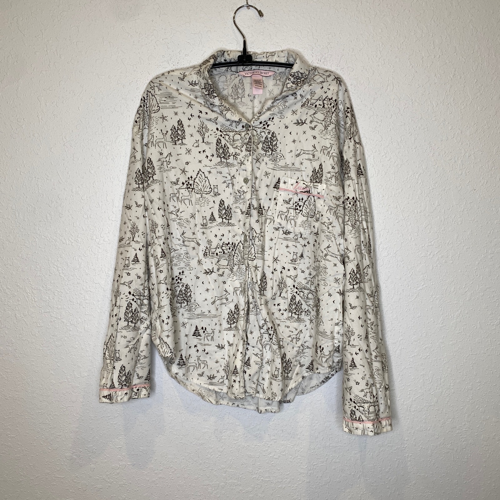 Victoria’s Secret Winter Animal Scene Fantasy Pajama Set EUC Sz M 2 Piece
