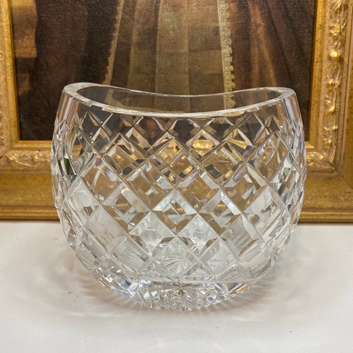 Waterford Crystal Ellipse Oval Vase 4 1/4 Tall x 5 1/4 Wide Diamond Pattern